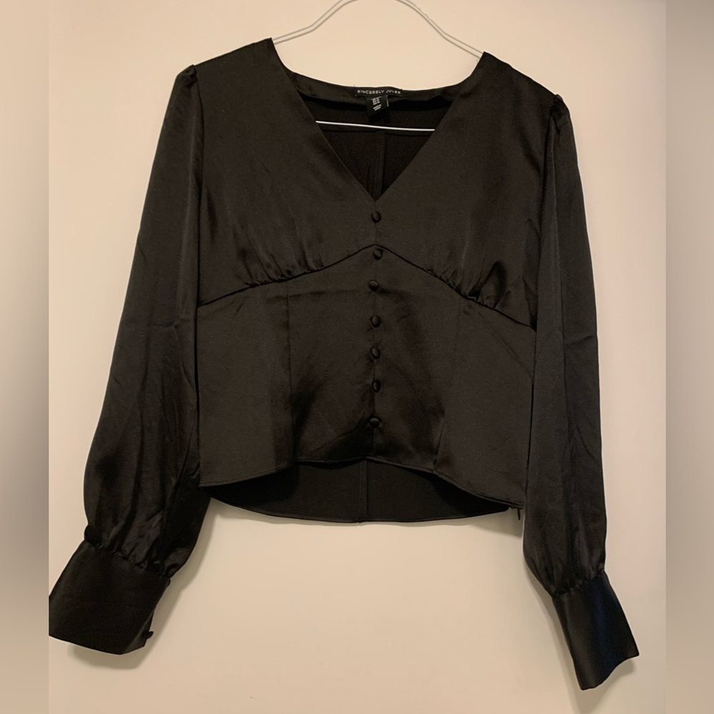 Sincerely Jules satin blouse. Like new. Only worn once.
